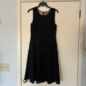 Anne Klein Sleeveless Sheath Dress - Chevron sheer over brown lining